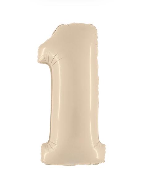 Folienballon - Zahl 1: Creme - ø 102cm